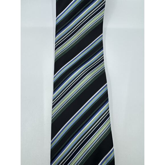 Alexander Julian Colours Black, Blue And Green Striped Men's Neck Tie - Picture 3 of 12